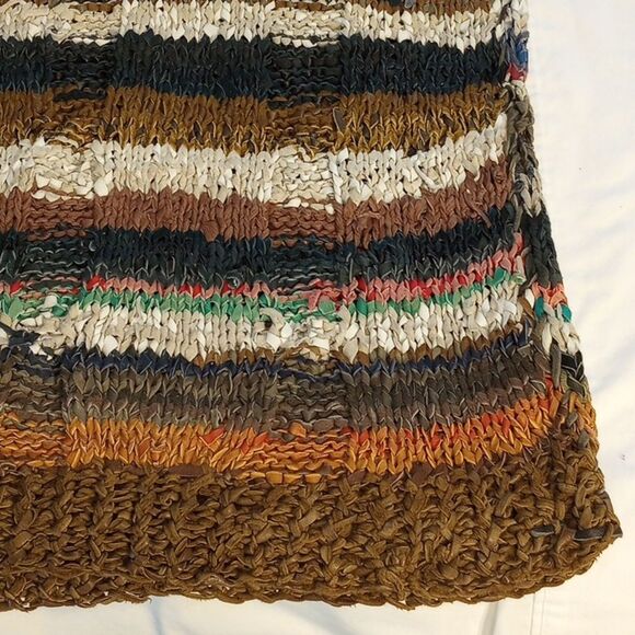 Women’s Genuine Leather Hand Knitted  Multi Colored Tee Shirt - Picture 3 of 6